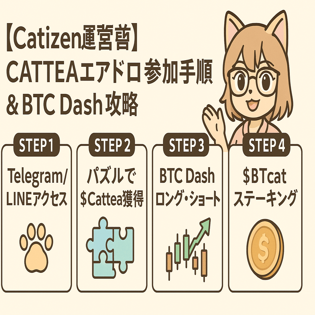 Catizen運営】CATTEAエアドロップ参加手順【BTC Dash】｜仮想通貨エアドロップラボ