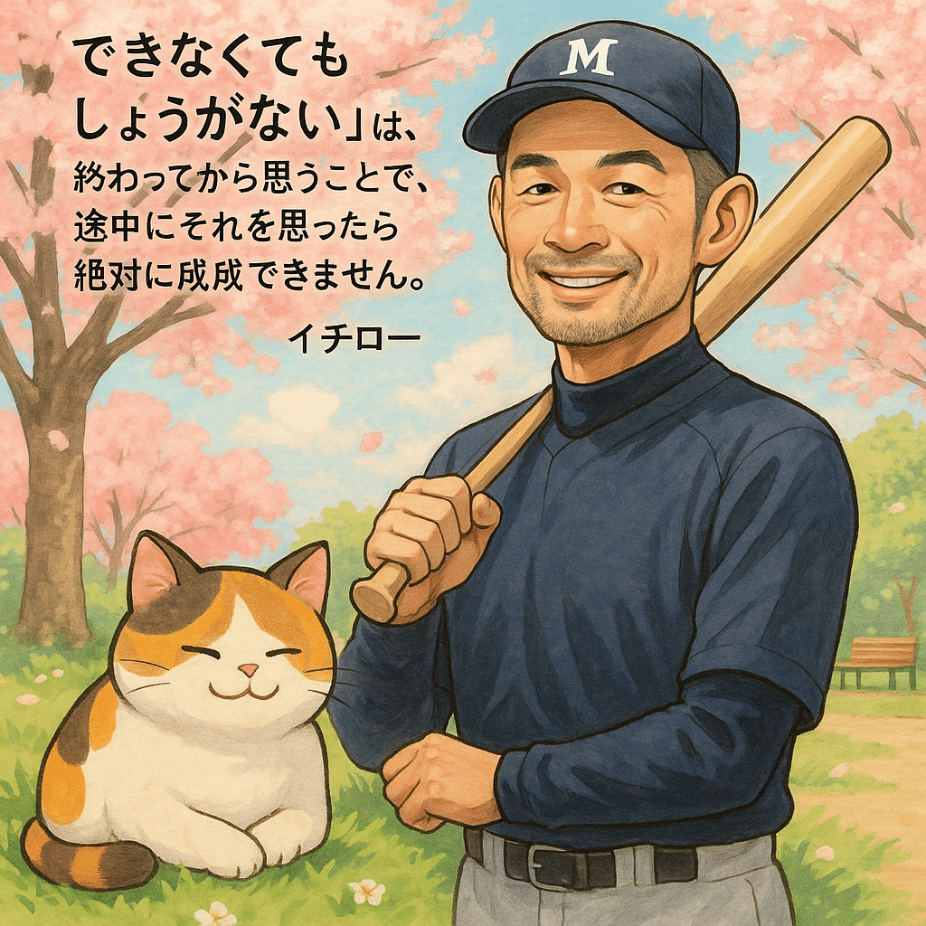 今日投稿した『イチローの「名言・格言」』の意味とその画像をChatGPT