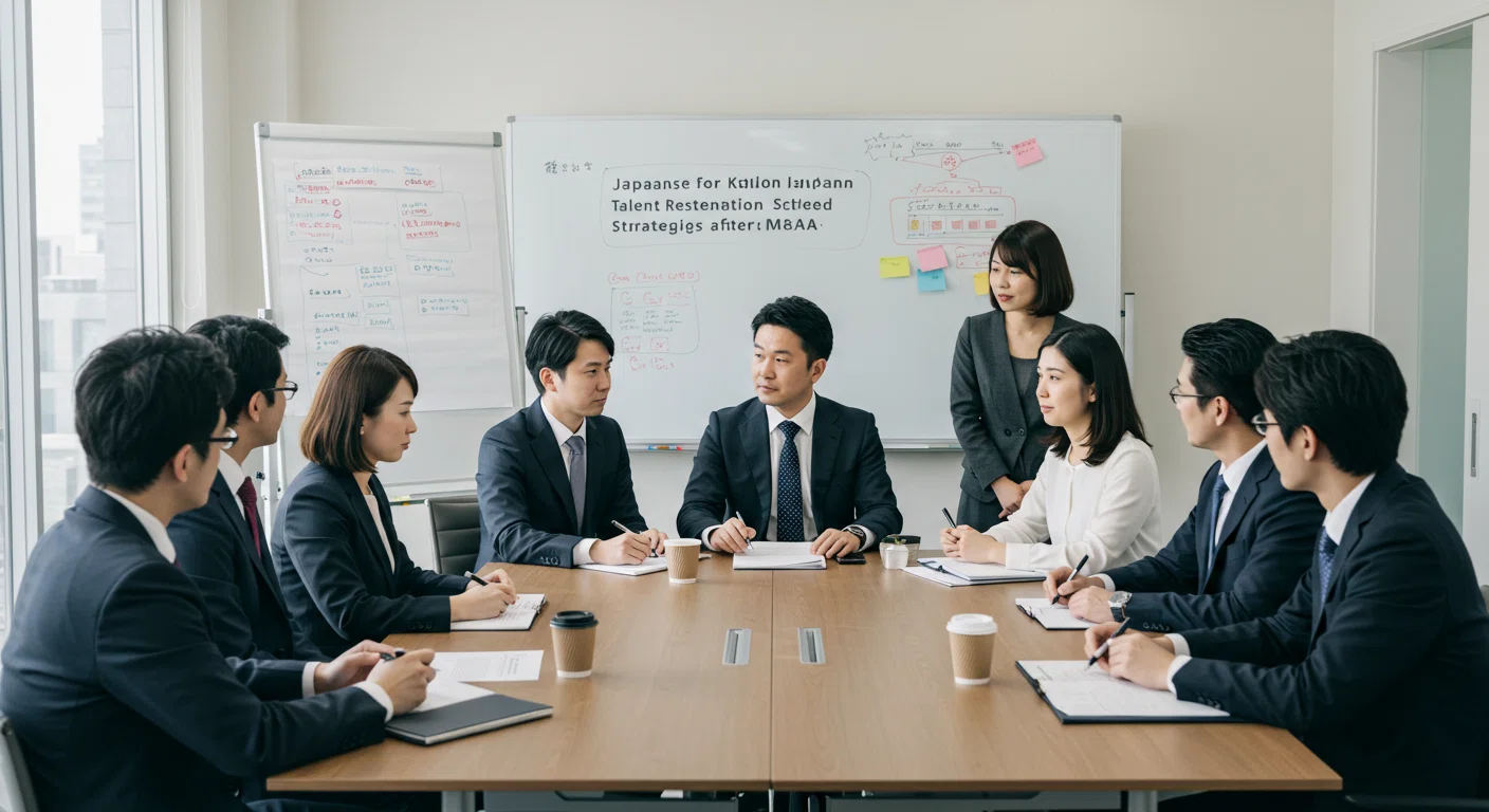 M&A後の人材流出防止策を検討するビジネスミーティング