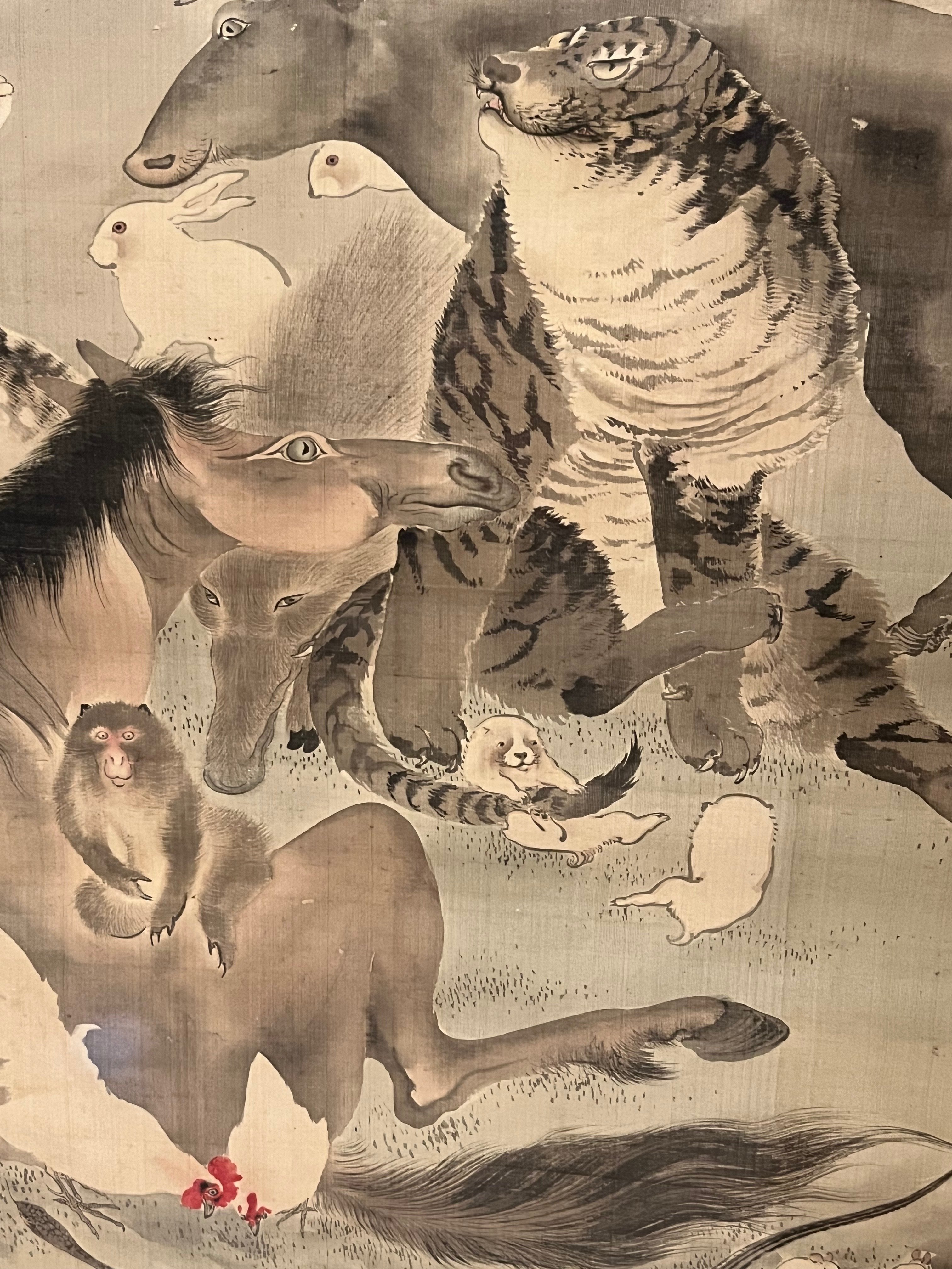 【シワ有り】【重り・外箱付属】掛け軸4点セット 風景画/人物画/動物画 動物画掛軸 | 大阪の掛軸・工芸品・古美術品の販売・修復・買取なら古忨堂