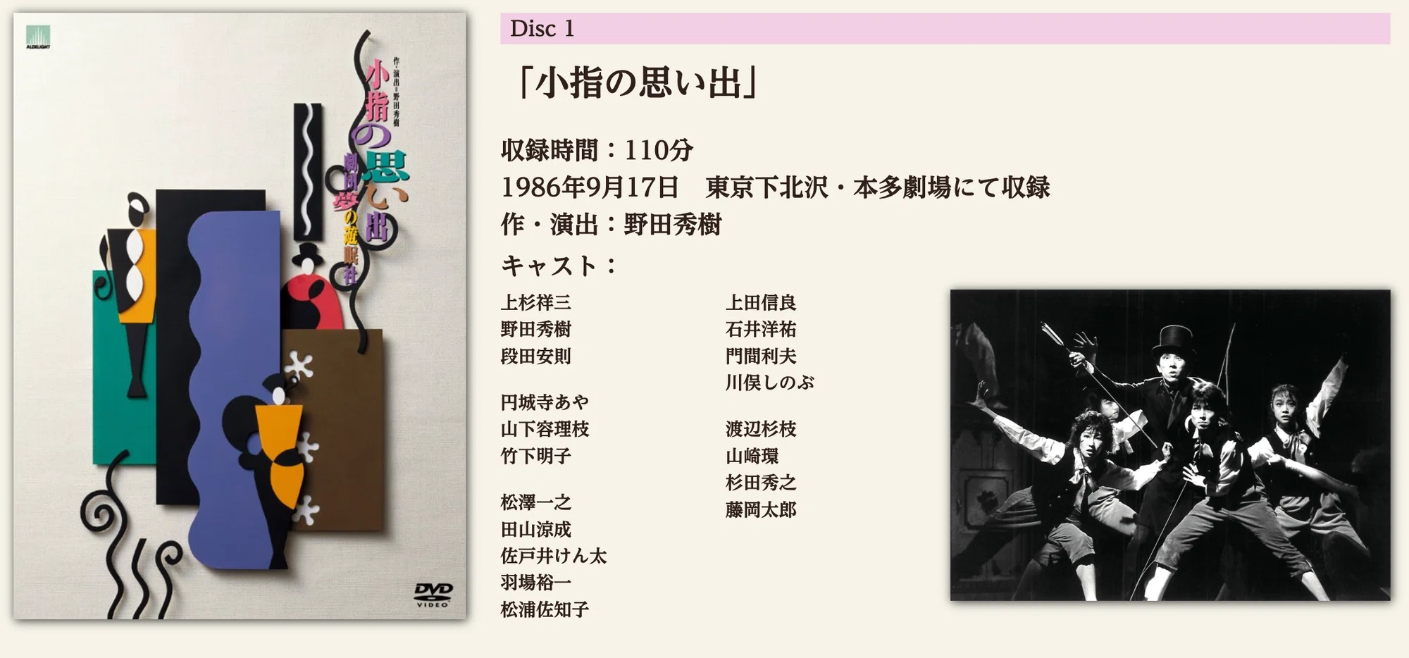 夢の遊眠社 『小指の思い出』|meguros 夢の遊眠社 『小指の思い出』|meguros