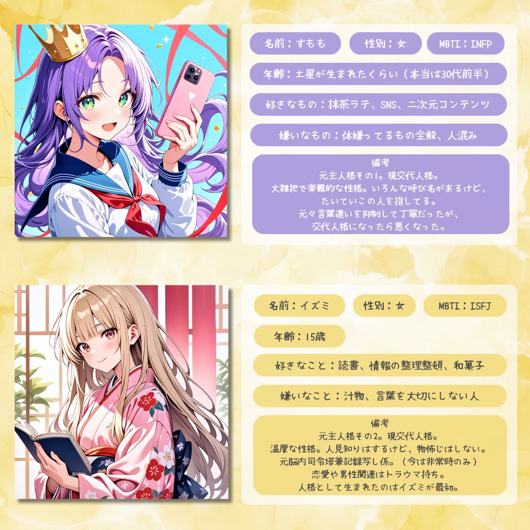 人格プロフィールまとめページ｜サブ垢