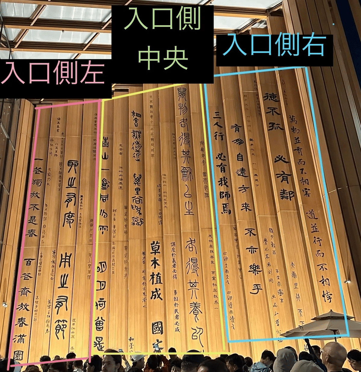 万博】中国パビリオン壁面の漢文｜水彩