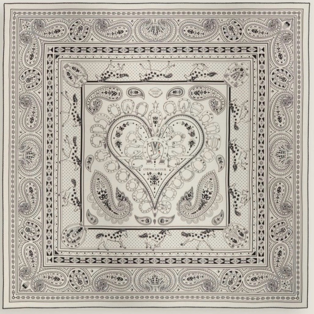 新品 激レア◾️カシシル【シュヴァル・ドゥ・クール】白黒 エルメス カシシル カレジェアン シュヴァル ドゥ クール バンダナ