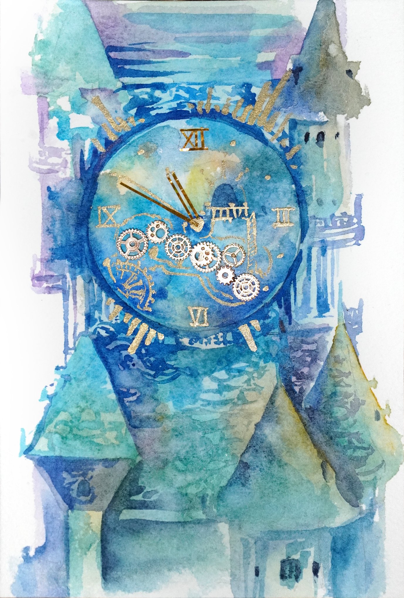 時計塔 水彩画 無料】水彩イラスト「時計塔」(2025/05/17 youtubeライブ配信