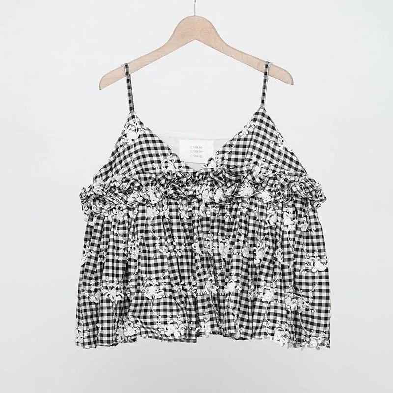 デニム映えトップス【 crinkle crinkle crinkle】3D embroidery