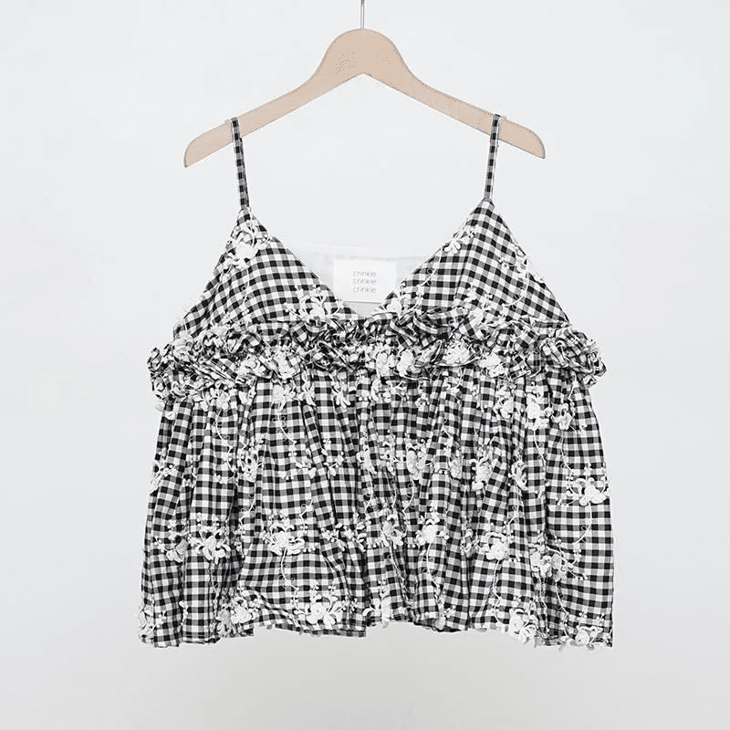 デニム映えトップス【 crinkle crinkle crinkle】3D embroidery