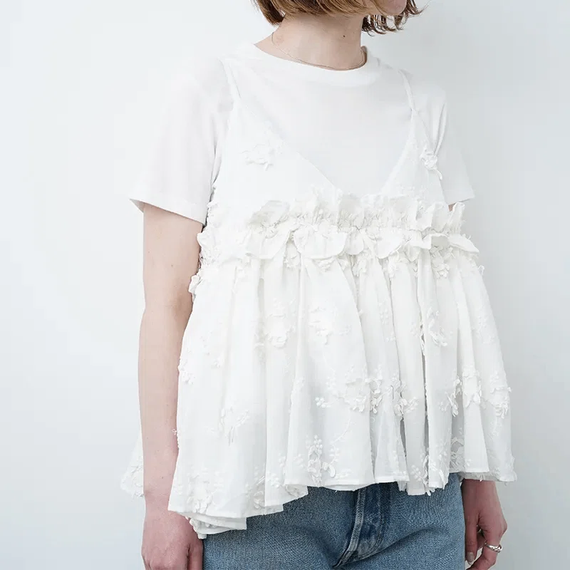 デニム映えトップス【 crinkle crinkle crinkle】3D embroidery