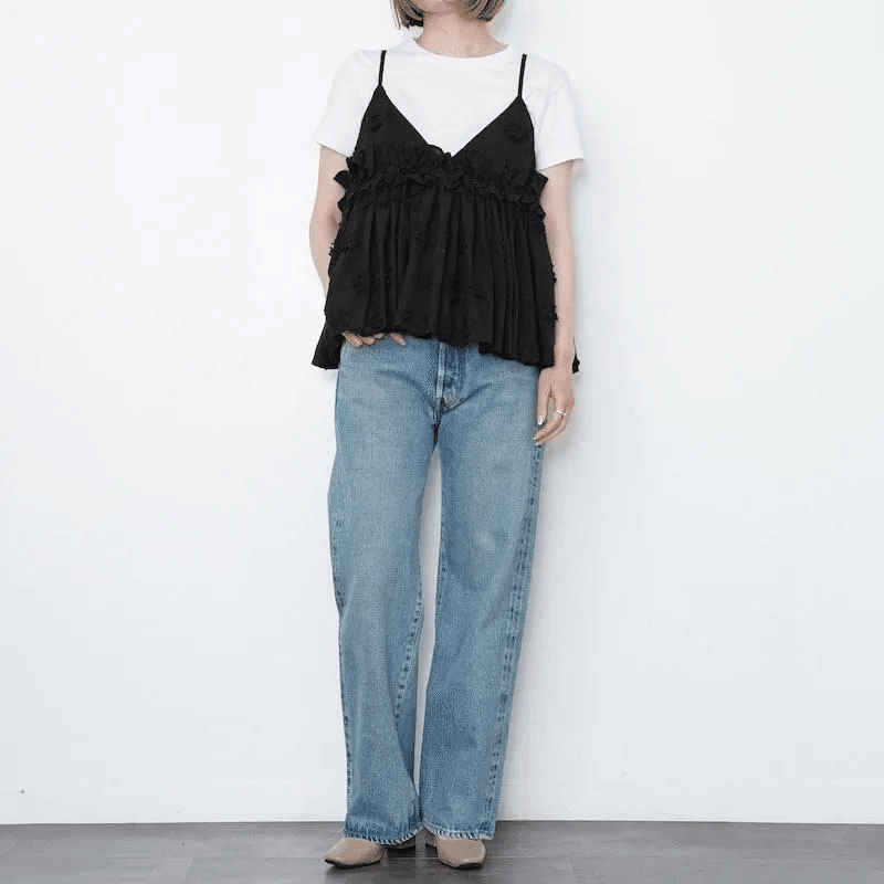 トップス crinkle crinkle 3D embroidery shirts デニム映えトップス【 crinkle crinkle crinkle】3D embroidery