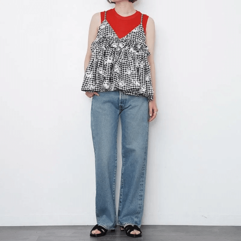 デニム映えトップス【 crinkle crinkle crinkle】3D embroidery