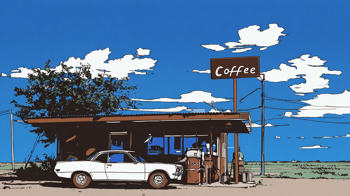 風景、コーヒー、スタンド