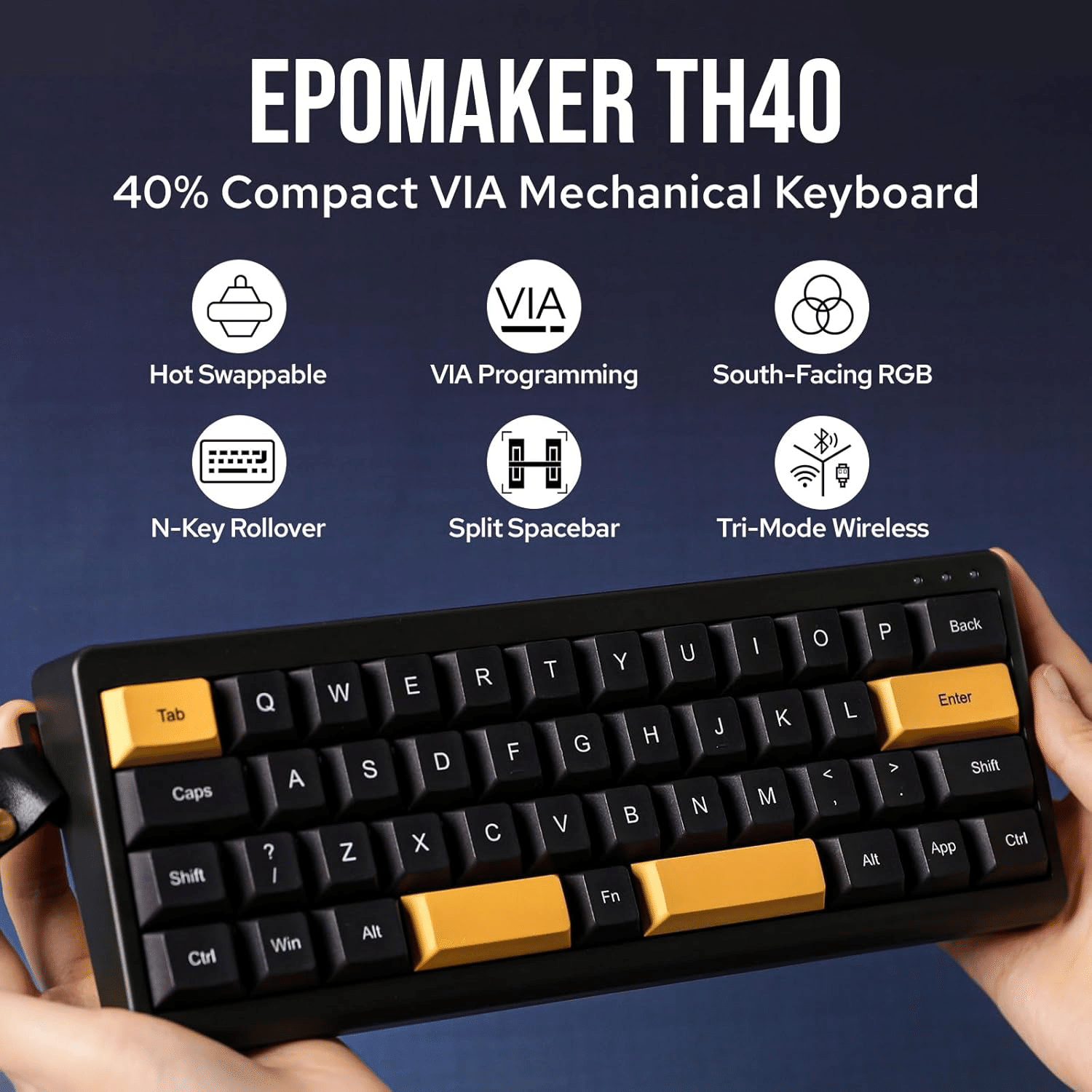 EPOMAKER TH40 コンパクトな40% QMK/VIA ワイヤレスゲーミング