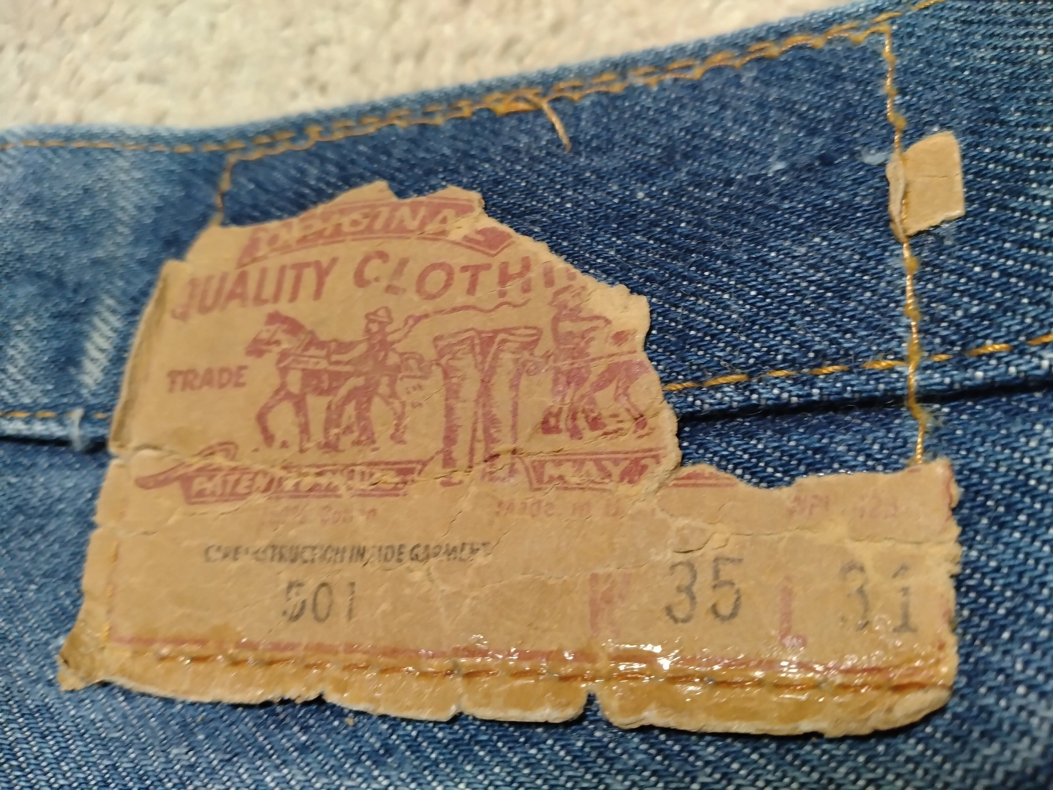 メンズ ビンテージ80年代LEVIS501紙パッチジーンズ収縮率10％W33L33