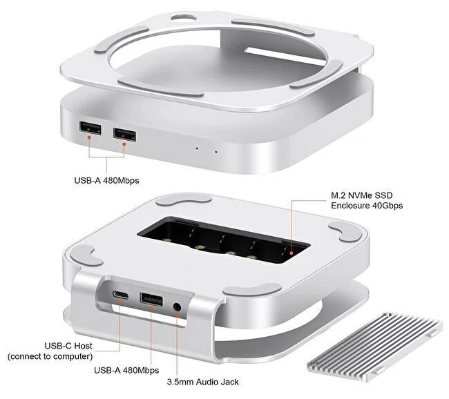 M4 Mac mini、40Gbps ドッキングステーション。同筐体下位モデル M4 Mac mini、40Gbps ドッキングステーション。同筐体下位モデル
