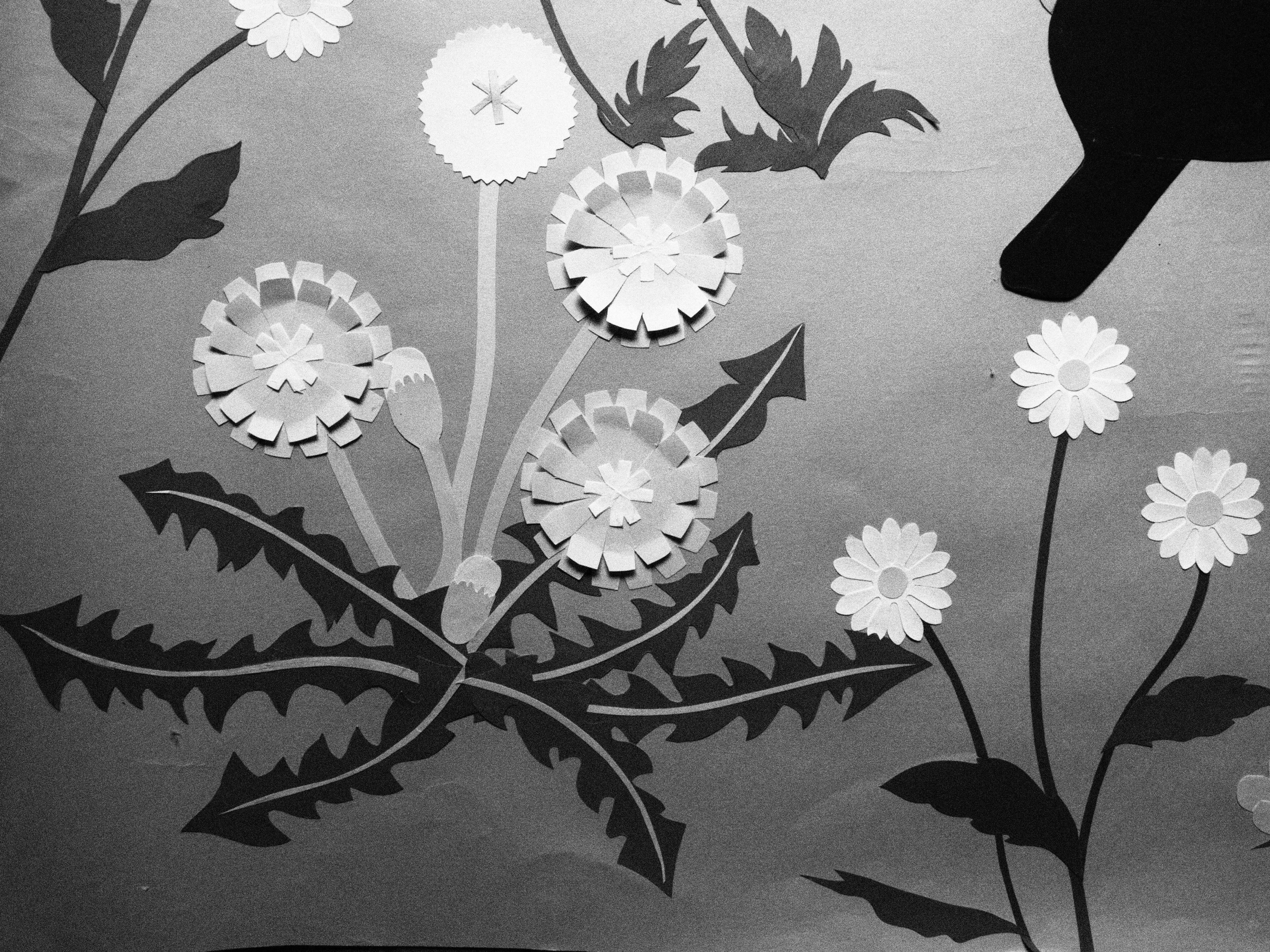 モノクロ原画 兎＊キノコ＊星花 モノクロ原画 兎＊キノコ＊星花