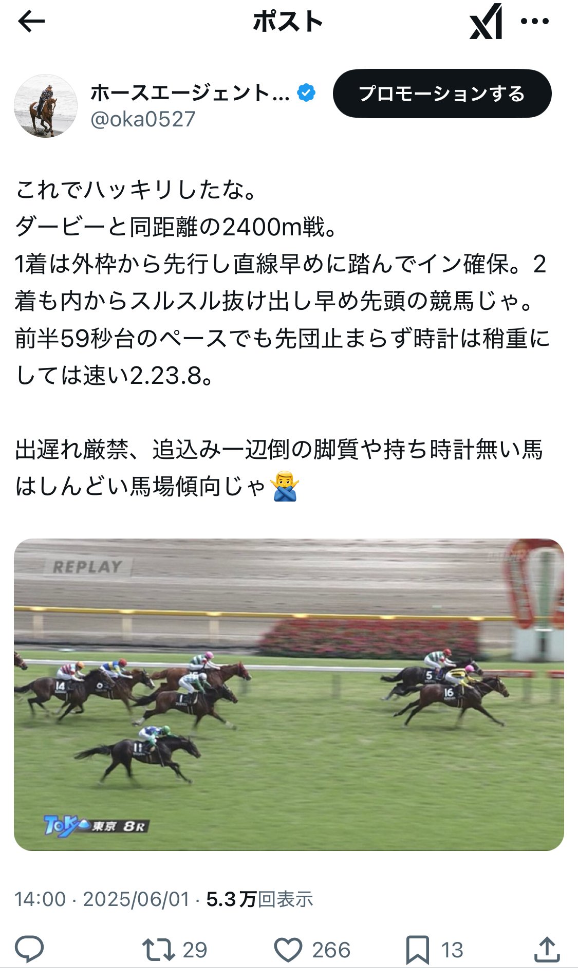 日本ダービー】2.23.7で推し馬優勝‼️🏆次走絶対買うべき馬を