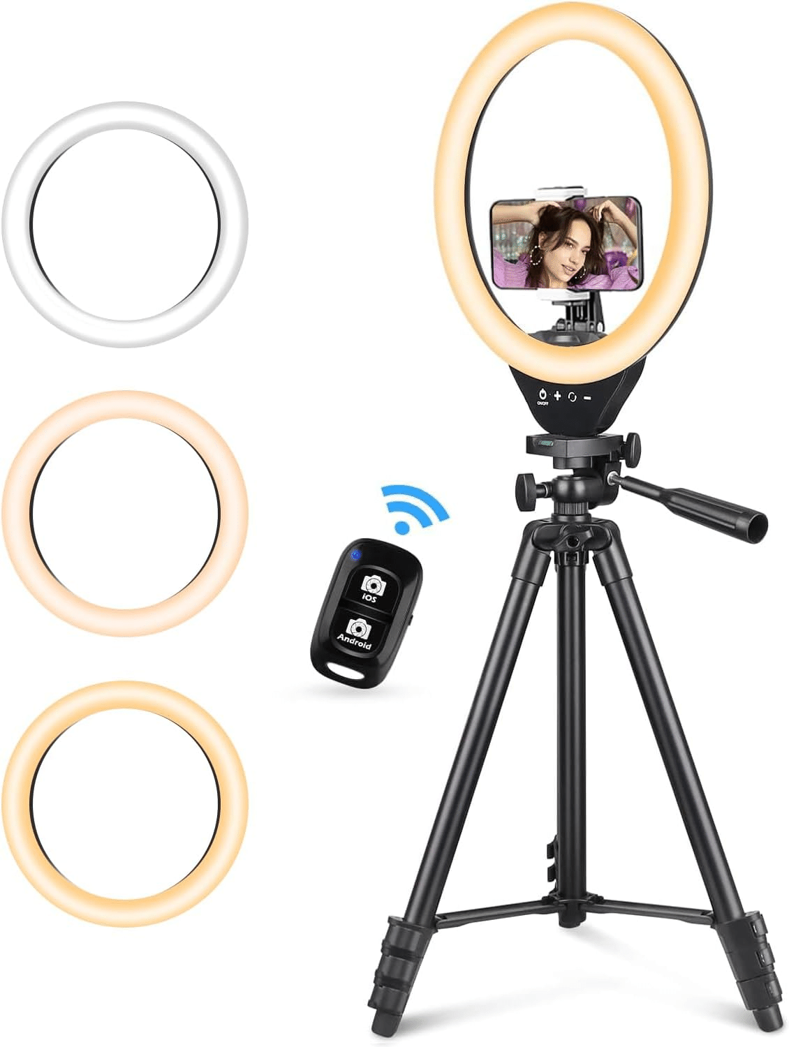 UBeesize LEDリングライト 10インチ スマホ三脚 127cm (女優