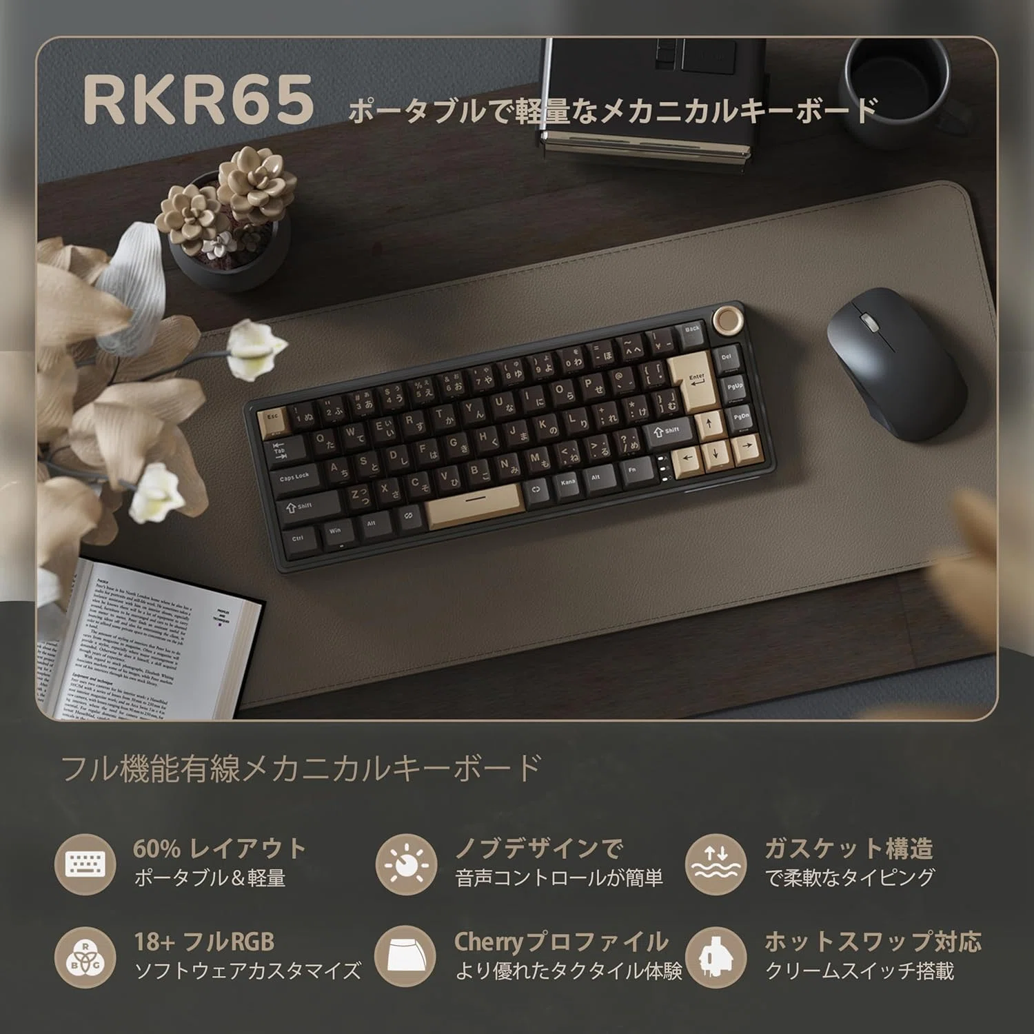 RK ROYAL KLUDGE R65 ゲーミングキーボード 60% 日本語配列 (ブラック