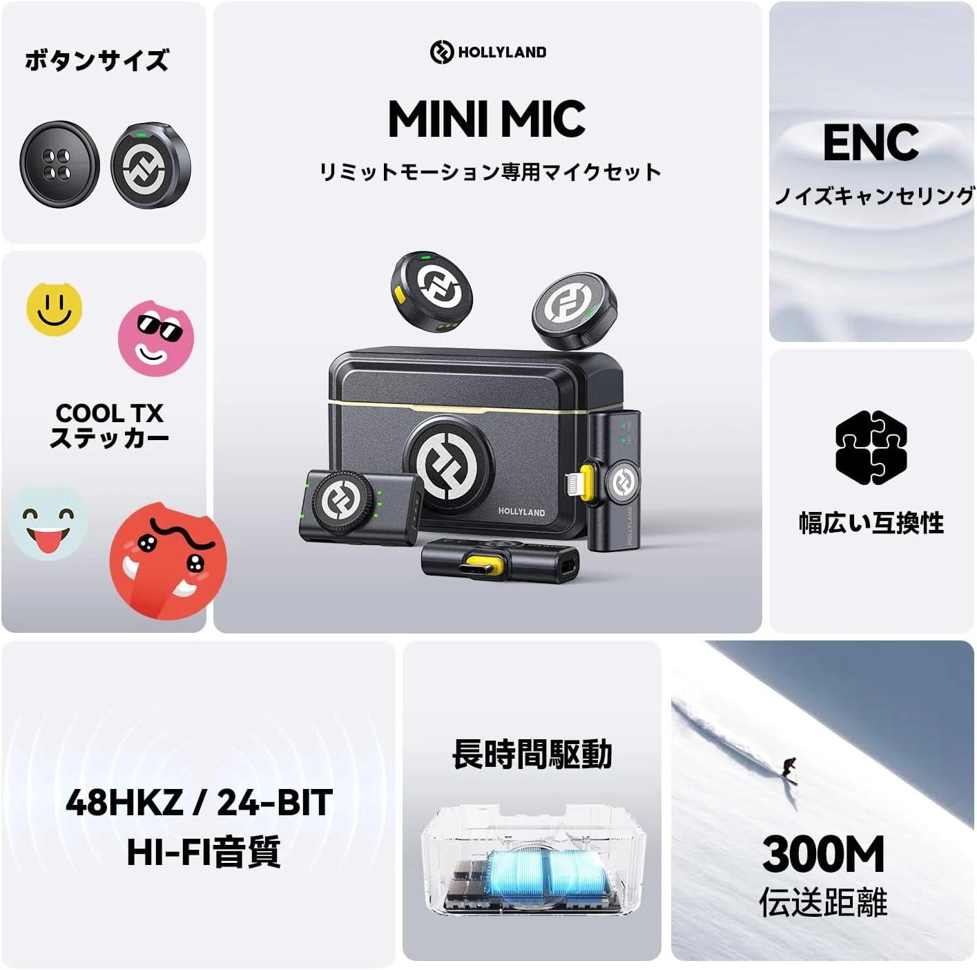 Hollyland Lark M2 Combo ワイヤレスマイク 9g 300m (黒)｜GetGadgetGot