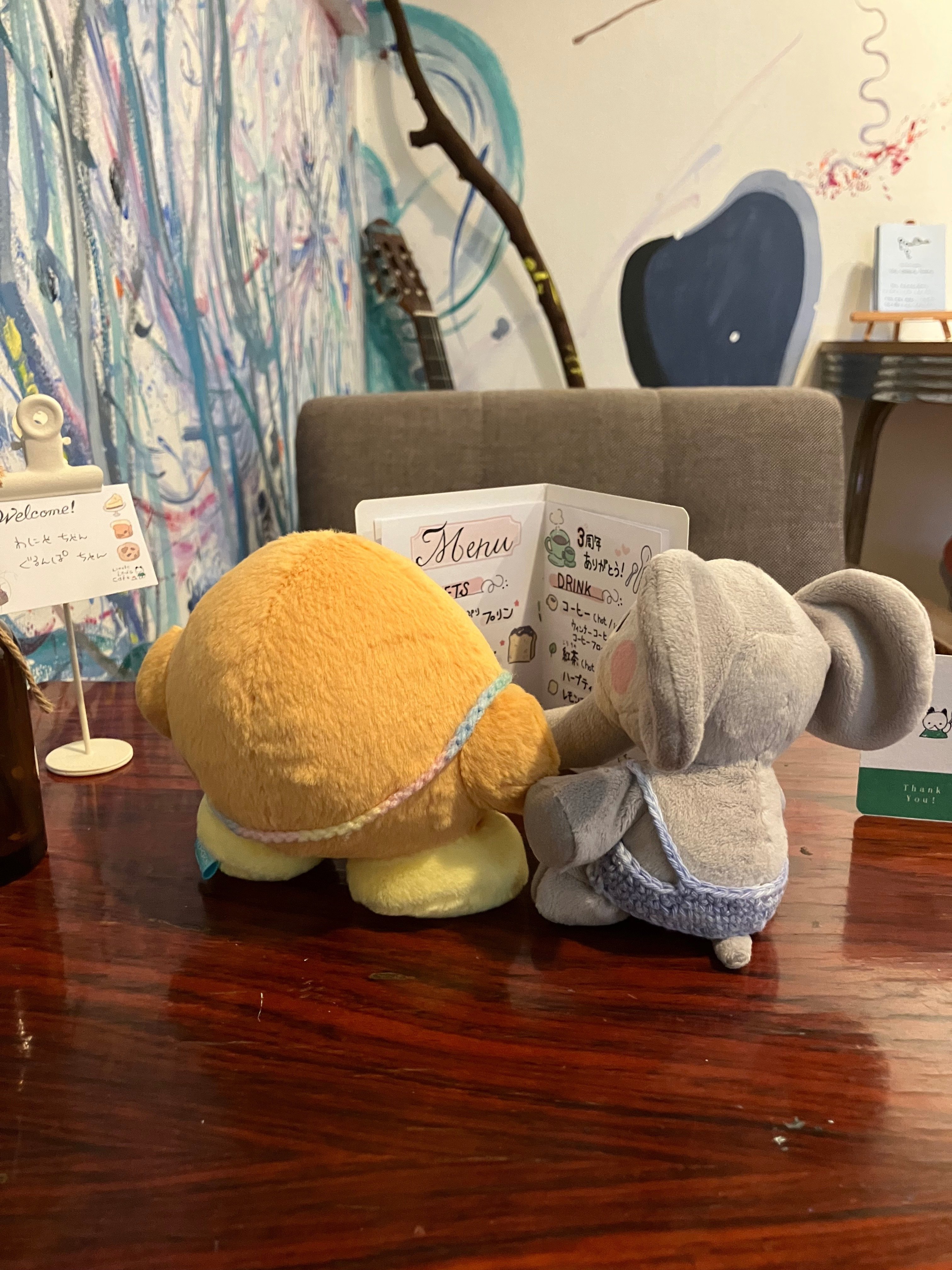 喫茶店のなつかしプリンのようせい⋆* ハムちゃん ぬいぐるみ ぬいぐるみカフェに行った日記｜橋薗踏