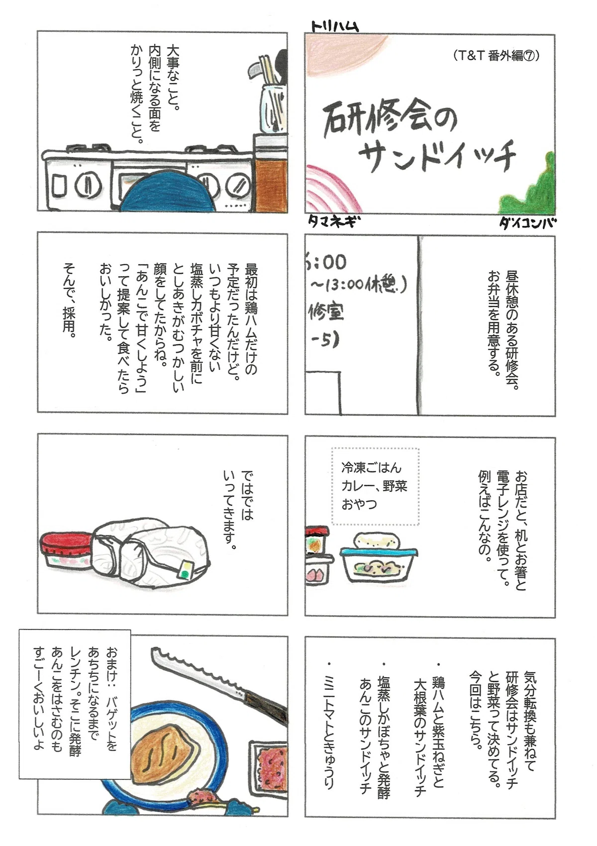 研修会のお弁当はサンドイッチと決めているたぷたぷの今回のメニューの紹介。おいしいおまけ付き。