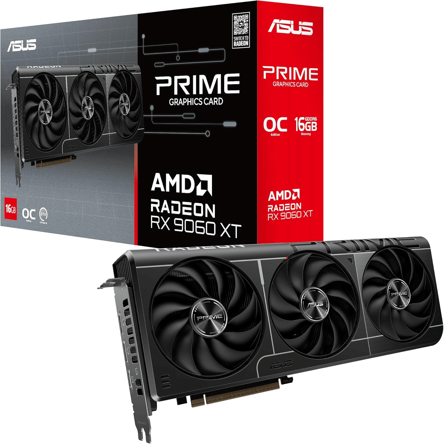 ASUS Radeon RX9060XT 16GB OC 3ファン ASUS PRIME RX 9060 XT 16GB OC 1440p対応 三軸ファン (ブラック