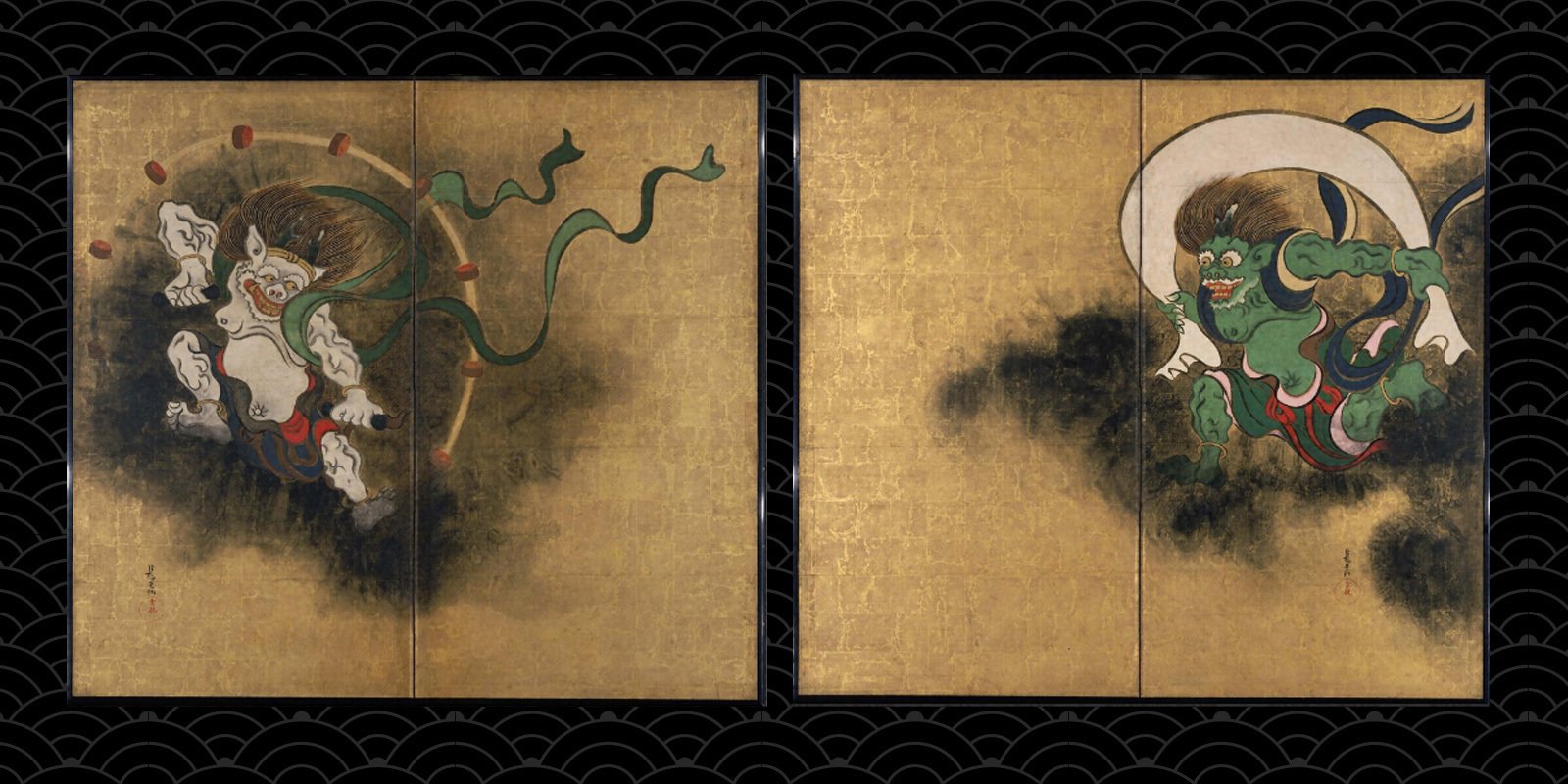 【真作】磊渓/猩々図/人物図/酒/掛軸/名家伝来/AC-556 真作】鈴木隣松/狩野栄川院典信の門人/鶴亀図/三幅対/掛軸☆宝船