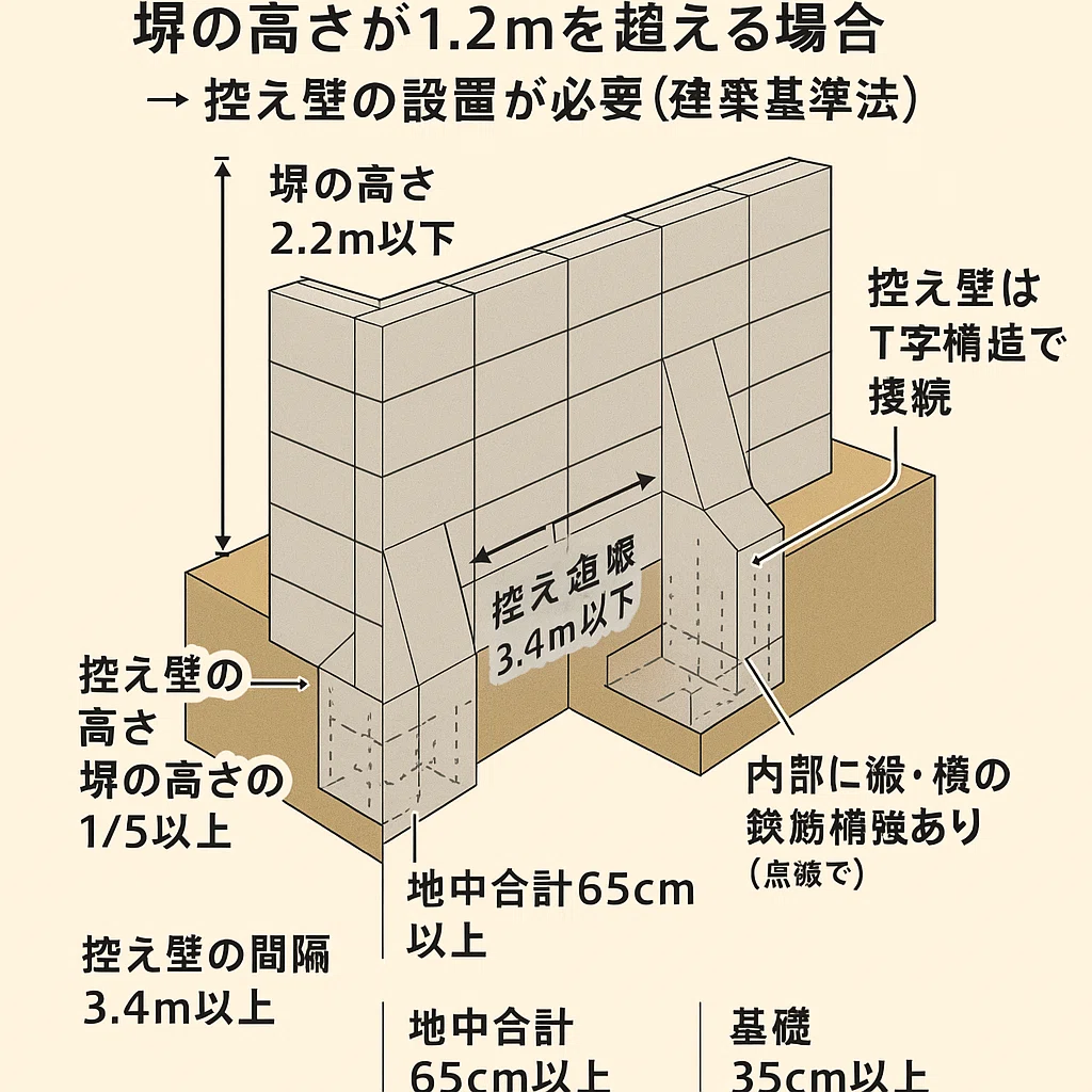 『ブロック塀の高さ・控え壁・根入れの基準』2023年度 管業 問24 |No.39|マンション管理士・管理業務主任者試験対策|ねこおじさん