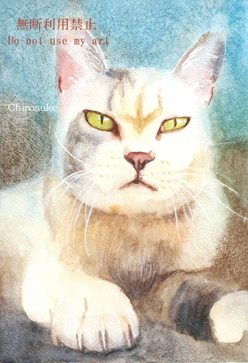 水彩画 ジャガイモの花・ねこ｜ちろ