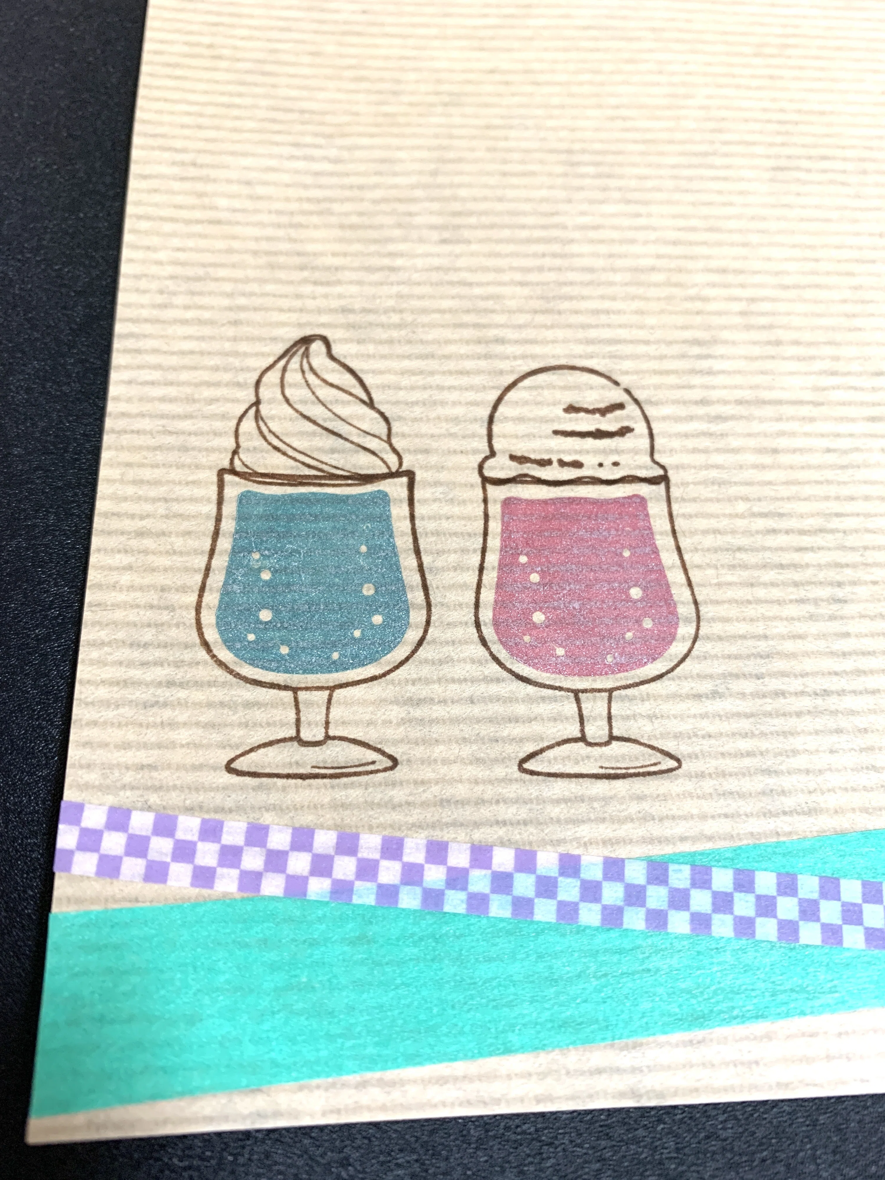 ダイソーの新作クリアスタンプ使用見本（スイーツ＆アニマル）｜くらざ