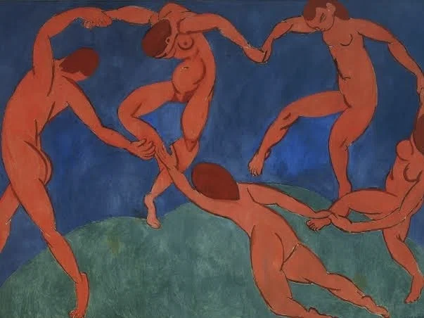 自作の絵画のダンスする子 noteで学ぶ 世界の名画とアート思考 】 マティス《 ダンス 》が教えて