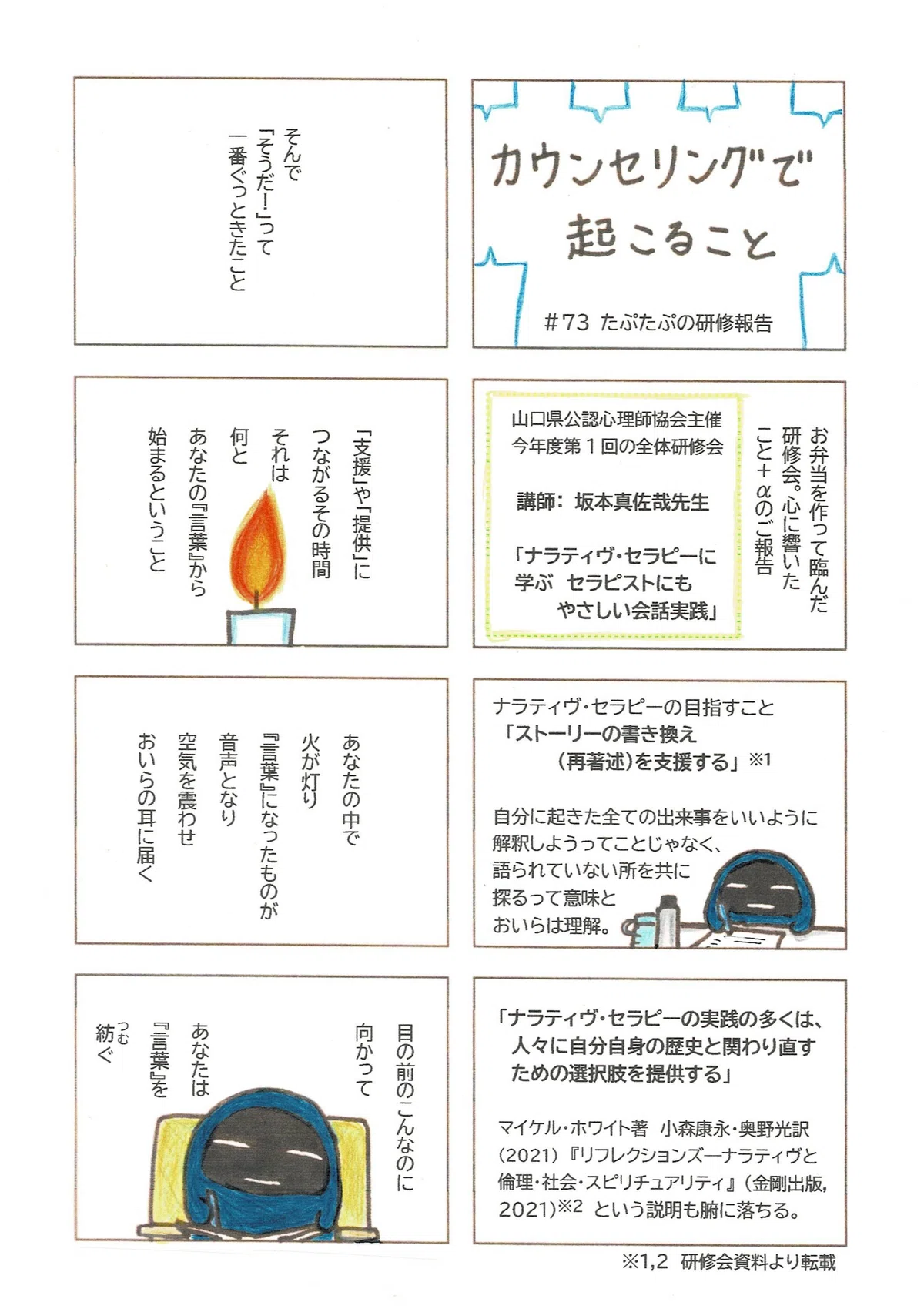 ナラティヴ・セラピーの研修を受けて、普段自分がしていることの当たり前の大事な部分に気付いたたぷたぷの話。
