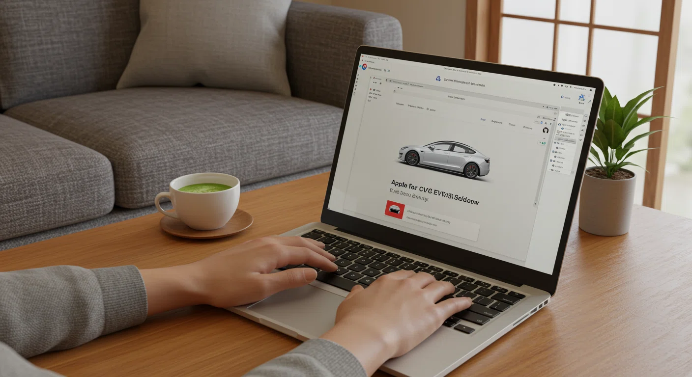 テスラ モデル3のCEV補助金オンライン申請画面
