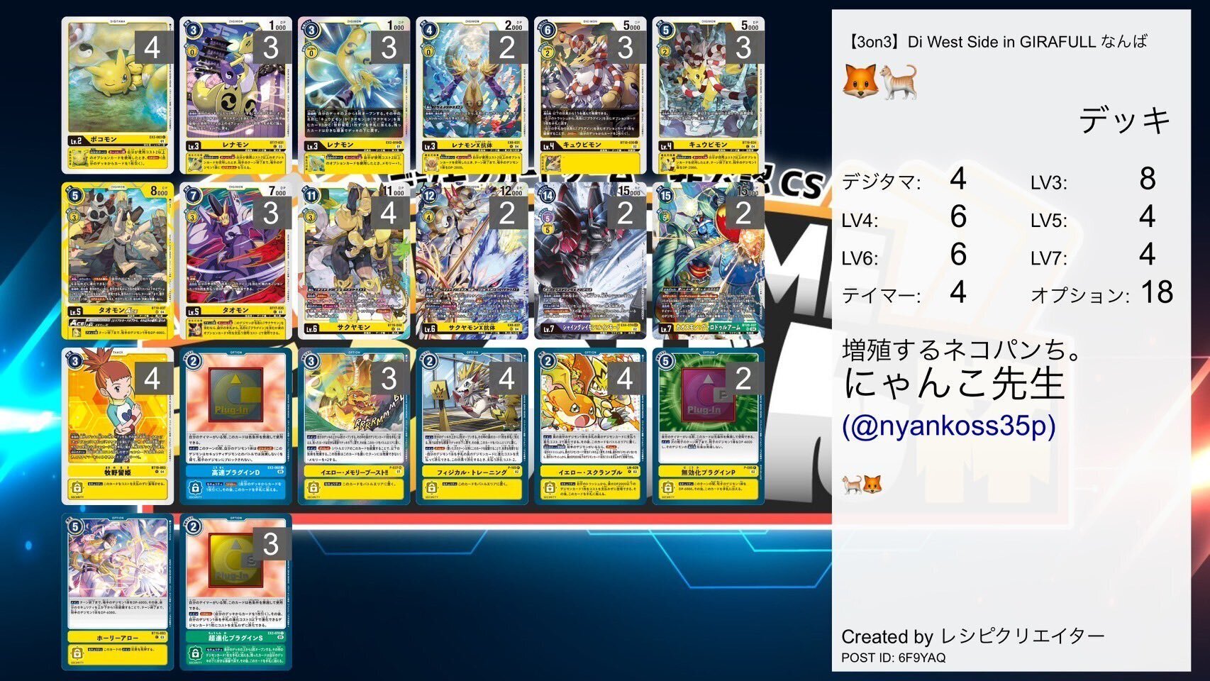 3on3】Di West Side in GIRAFULL なんば：20250607 入賞デッキ｜でじの