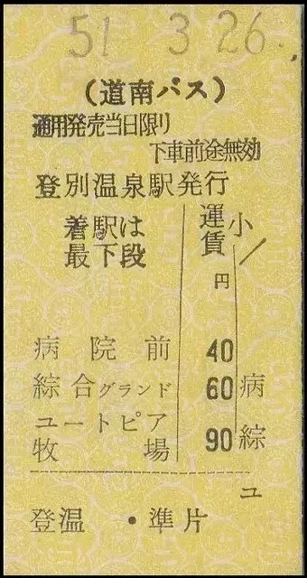 硬券0182 道南バス－2 特殊券｜バス船舶硬券切符研究会
