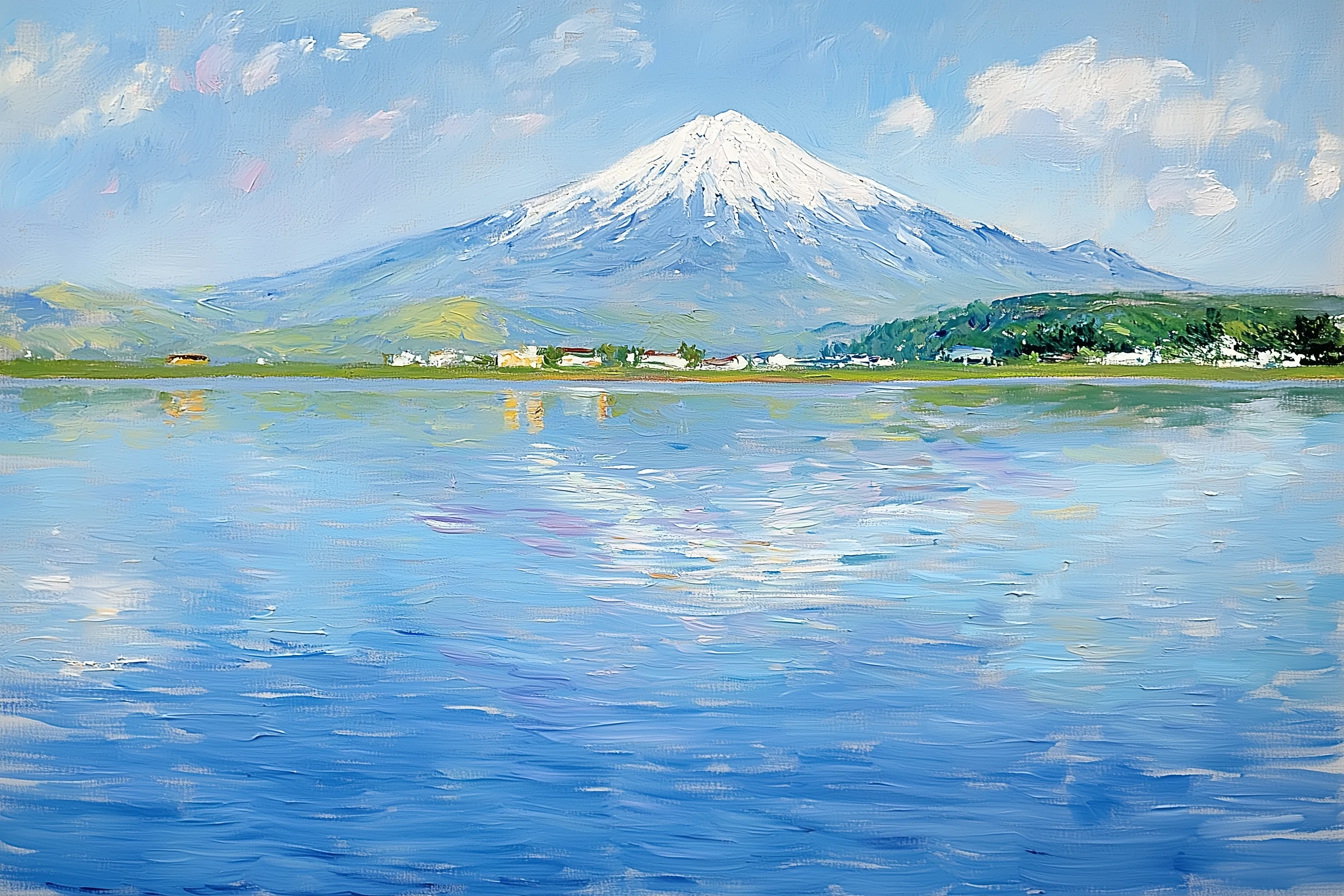 美品 絵画 モネ『海辺の船』 額装 油彩 複製画 額縁付 風景画 東京富士