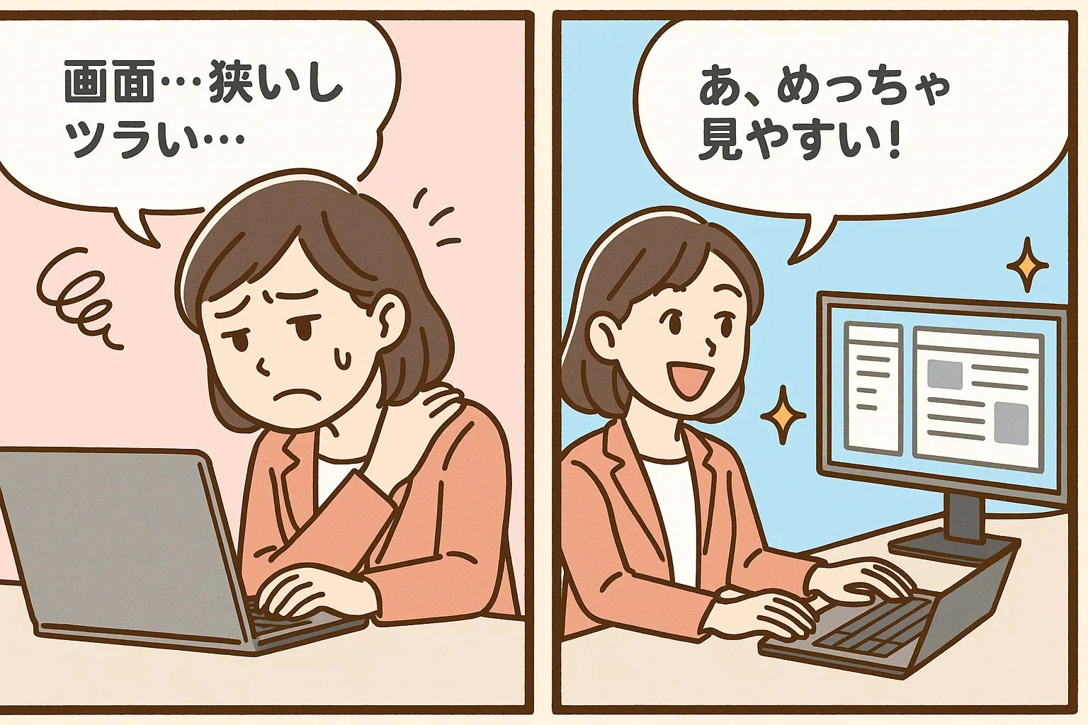 オフィスモニター選び方！作業効率と目の健康を守る一台はコレ｜中古