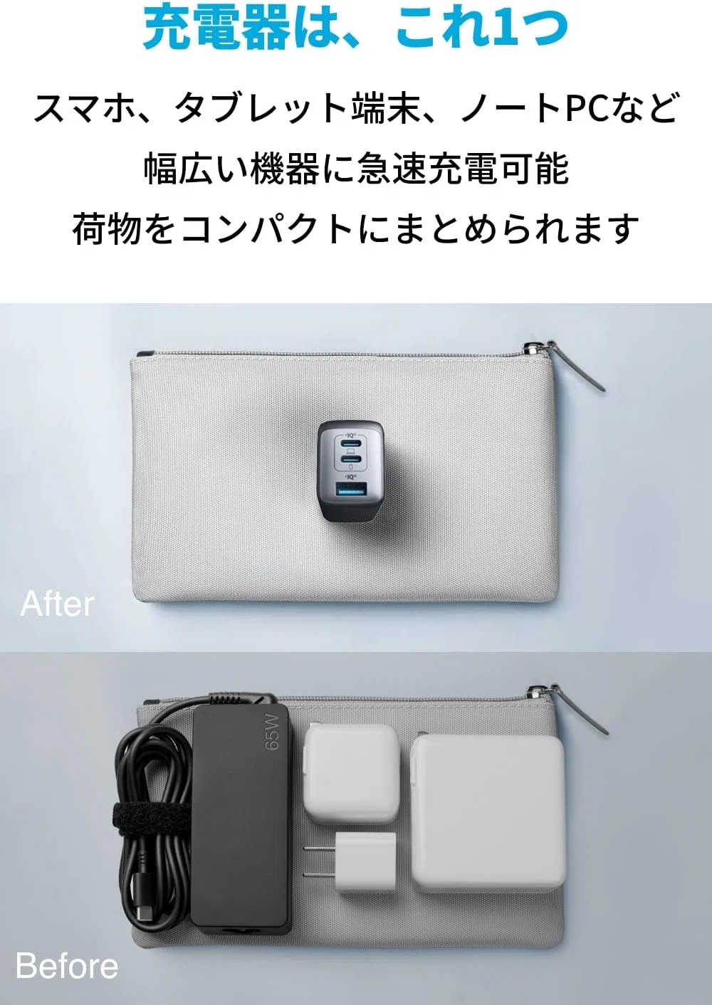 Anker PowerPort III 3-Port 65W Pod: コンパクトで高性能な充電器