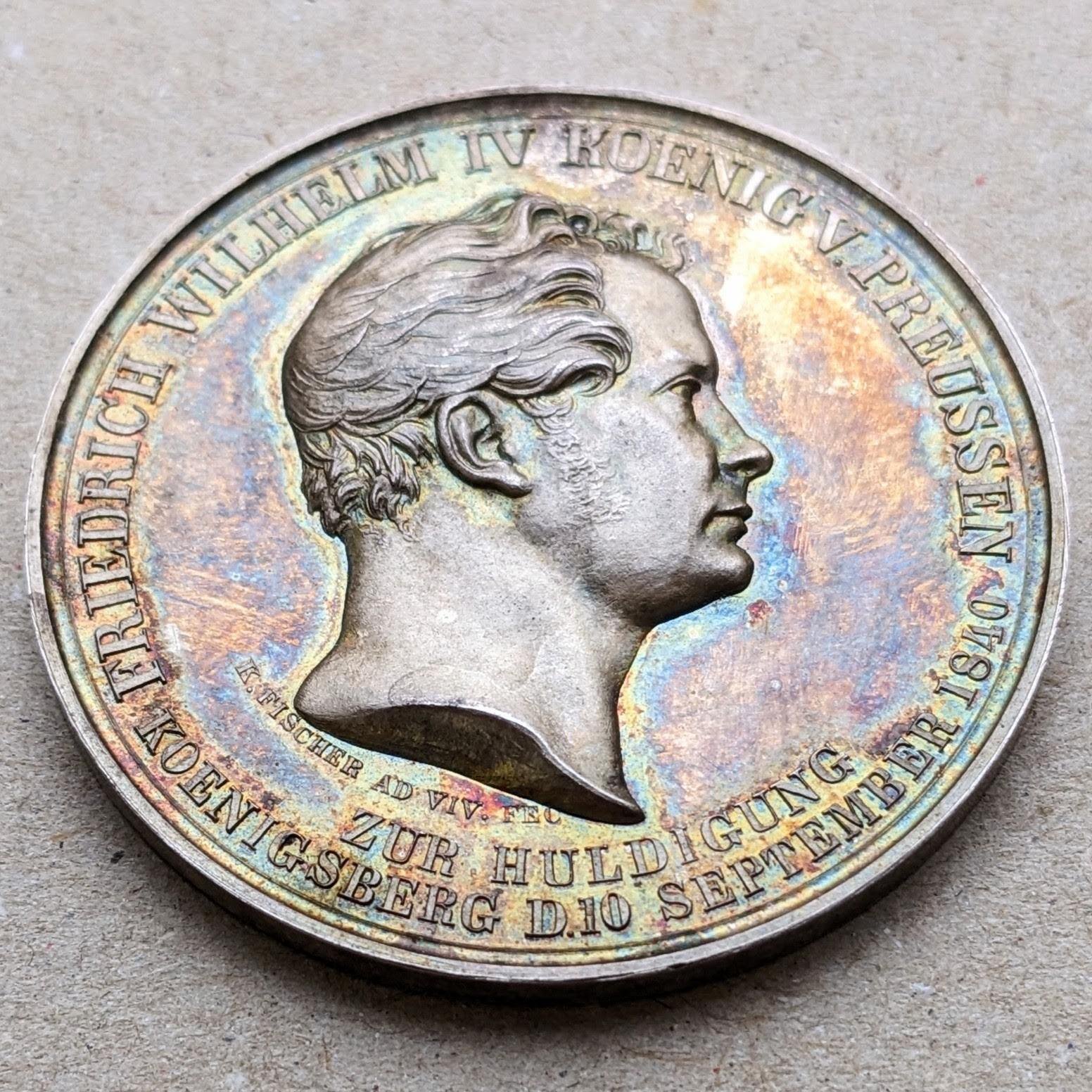 1840年 プロイセン ヴィルヘルム4世 即位記念銀メダル (1840
