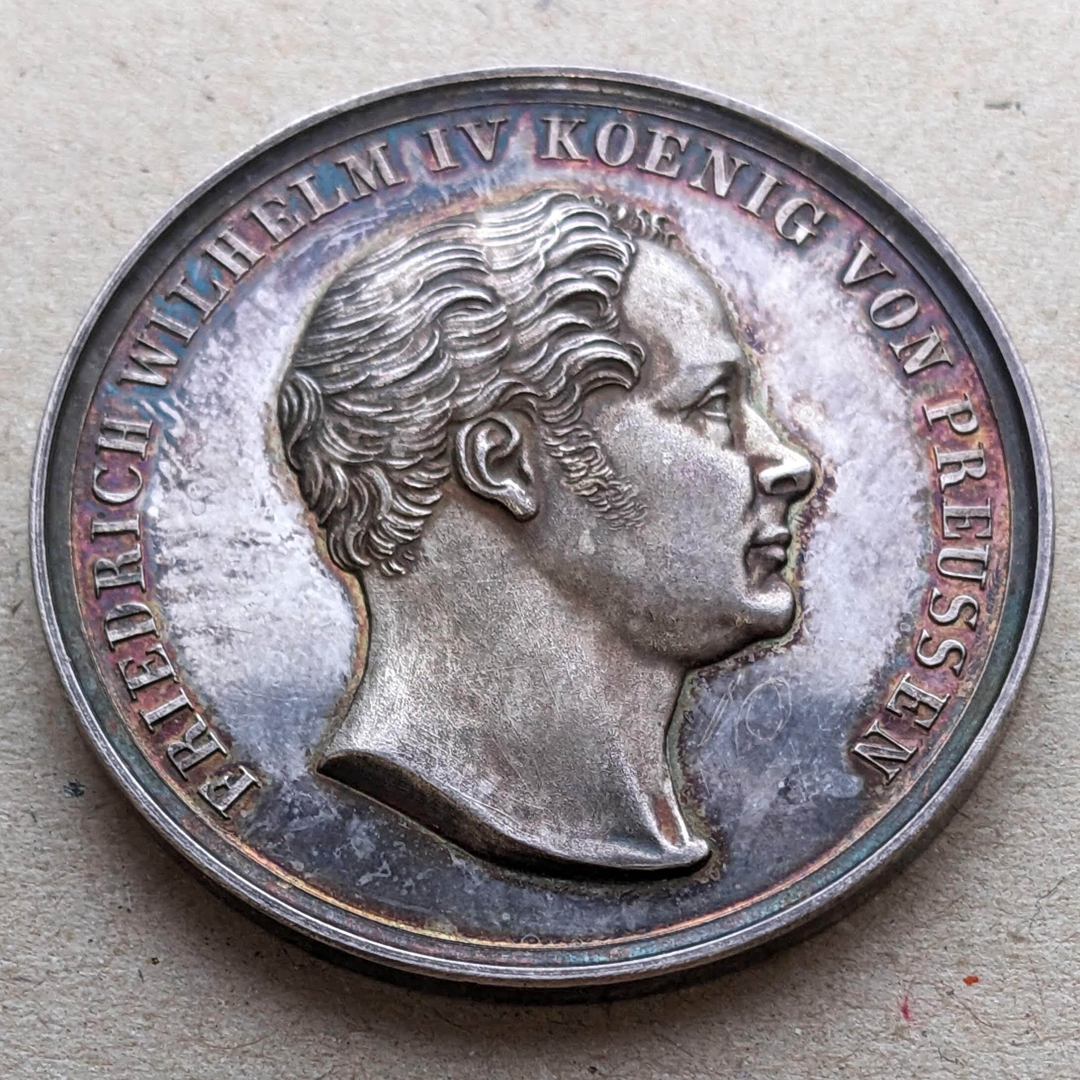 美品』ドイツプロイセン王国ヴィルヘルム4世2ターレル銀貨(1846年)