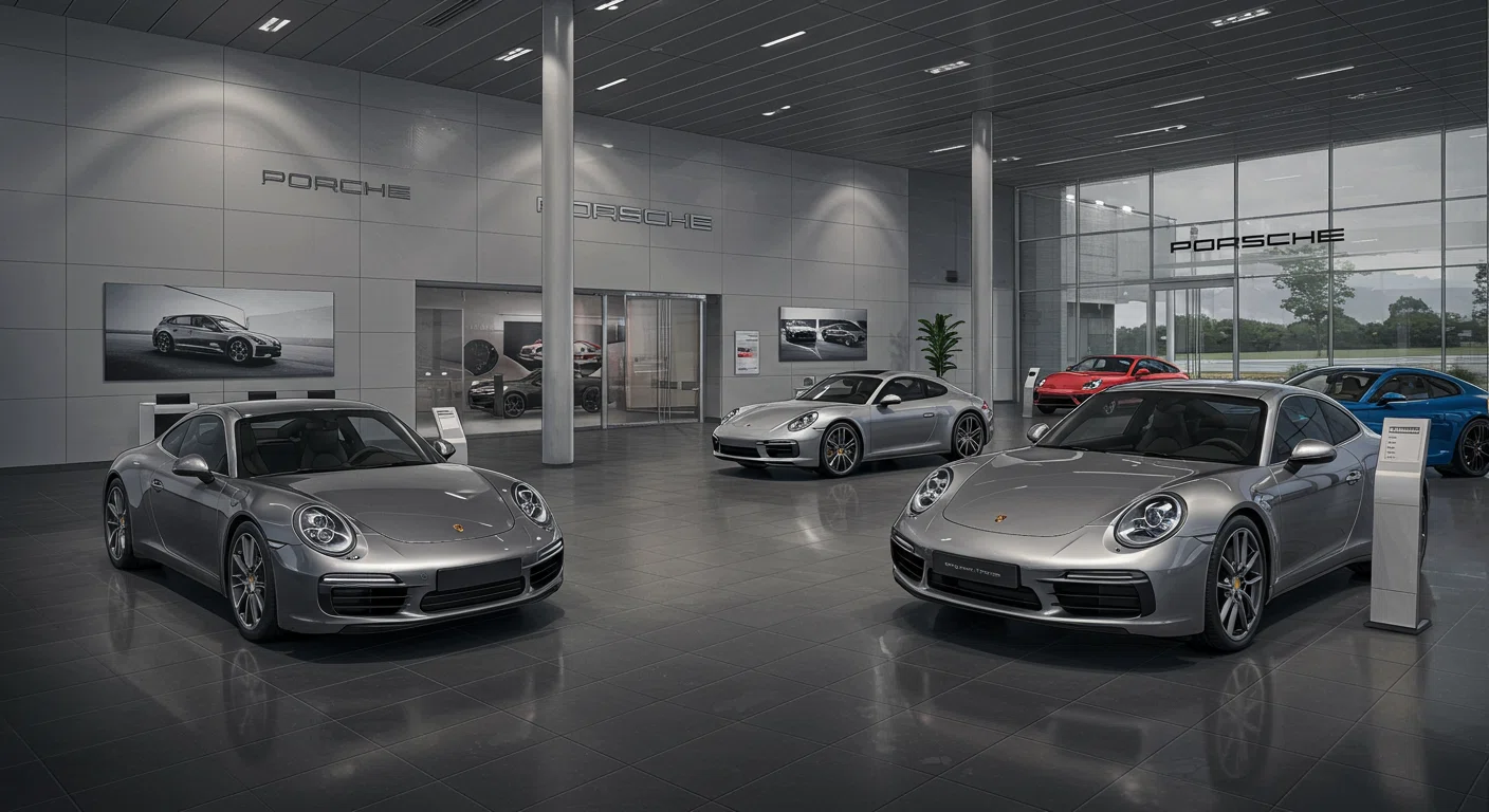 高級車ポルシェのショールーム展示風景