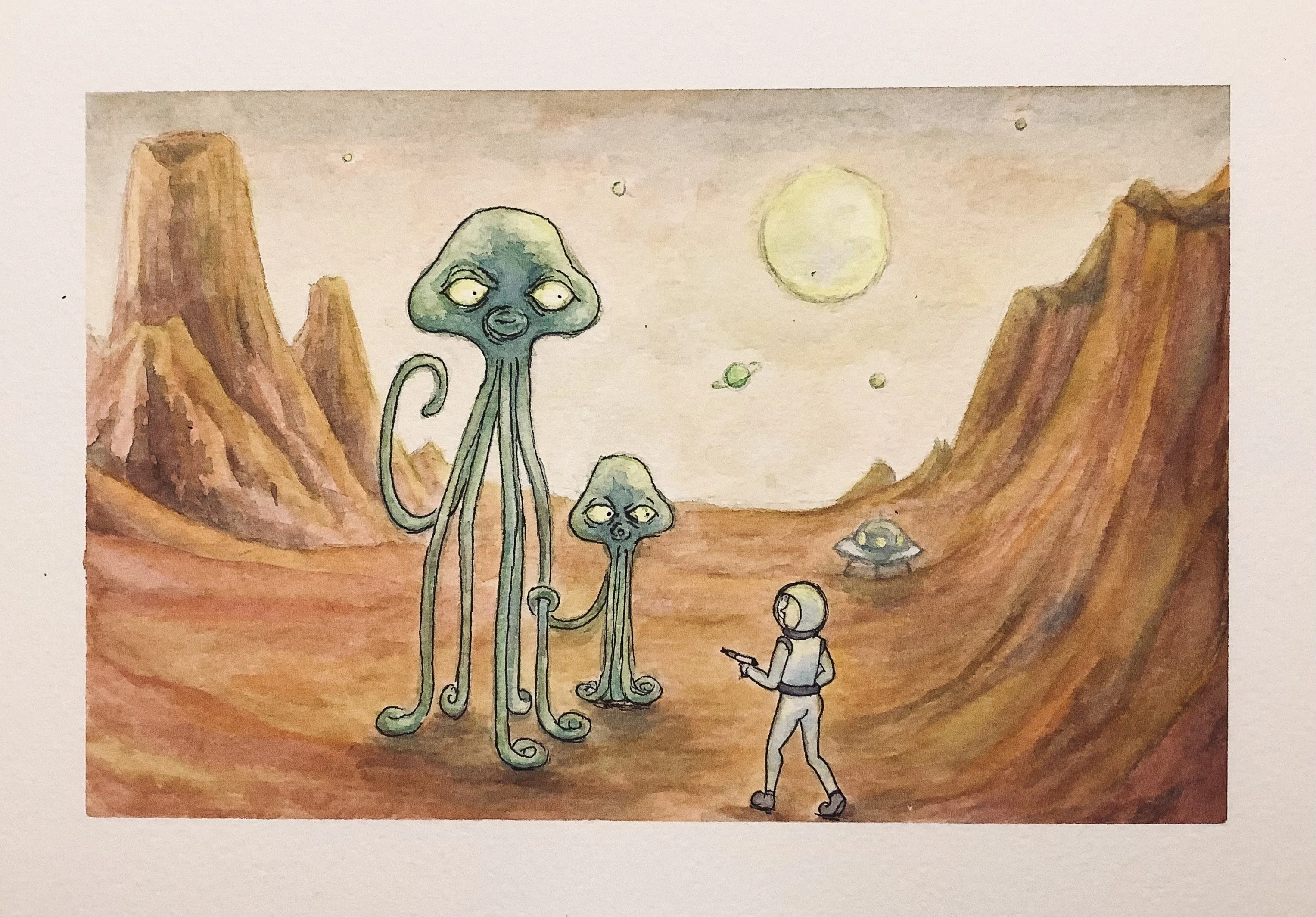 日本画　創作画　頭の中に住む宇宙 今日の水彩ポエム｜『宇宙人図鑑』｜アンドレ安堂