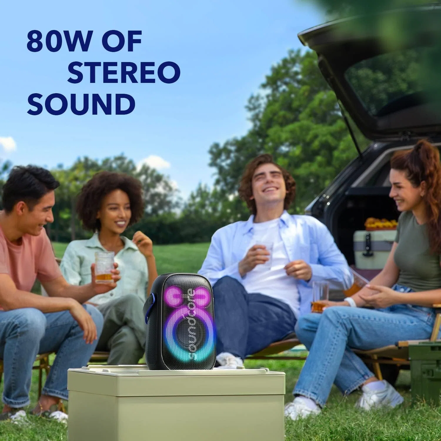 Anker soundcore Rave Neo 2 ポータブルスピーカー 80Wステレオ 