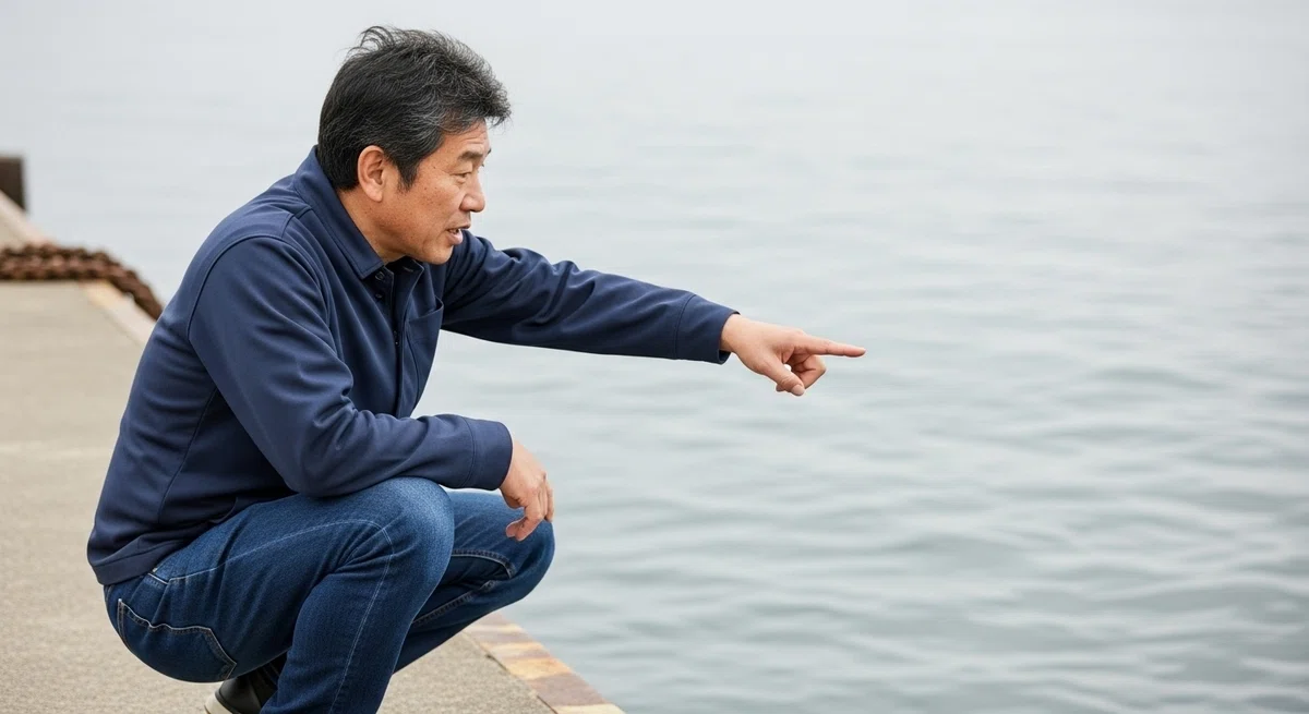 潮の流れと風向きを読む、ベテランの分析的な姿。