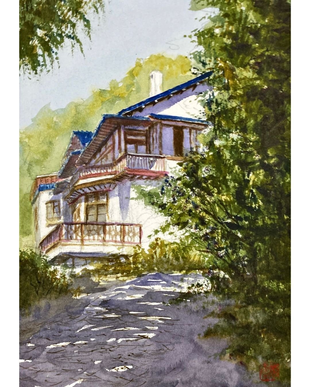 水彩画118】今は改修工事中の鎌倉文学館、描いてみた。｜tatatotoya