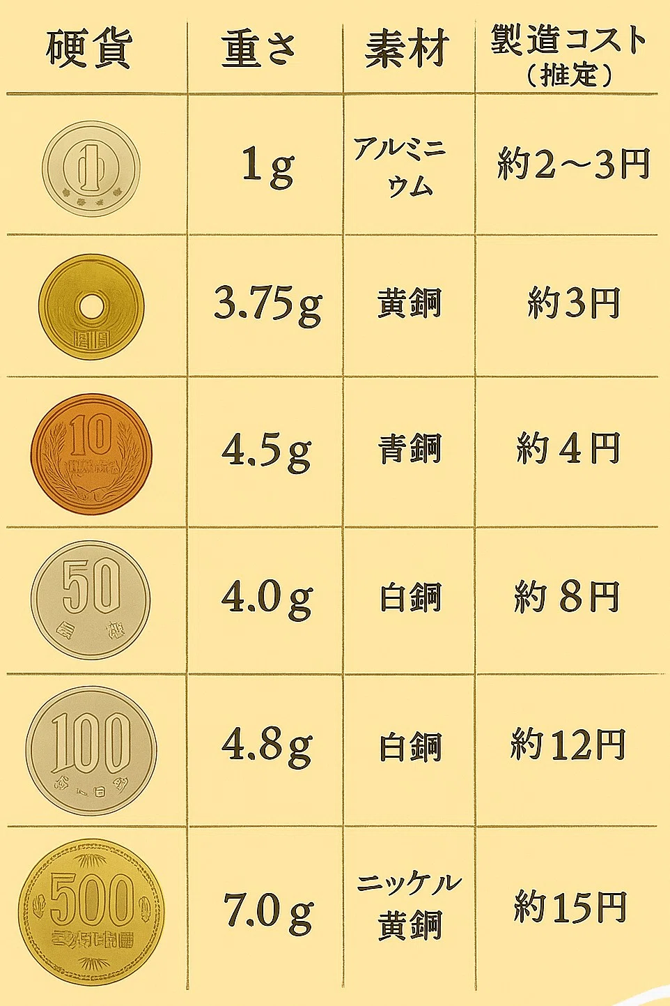 10 円 玉 重 さ