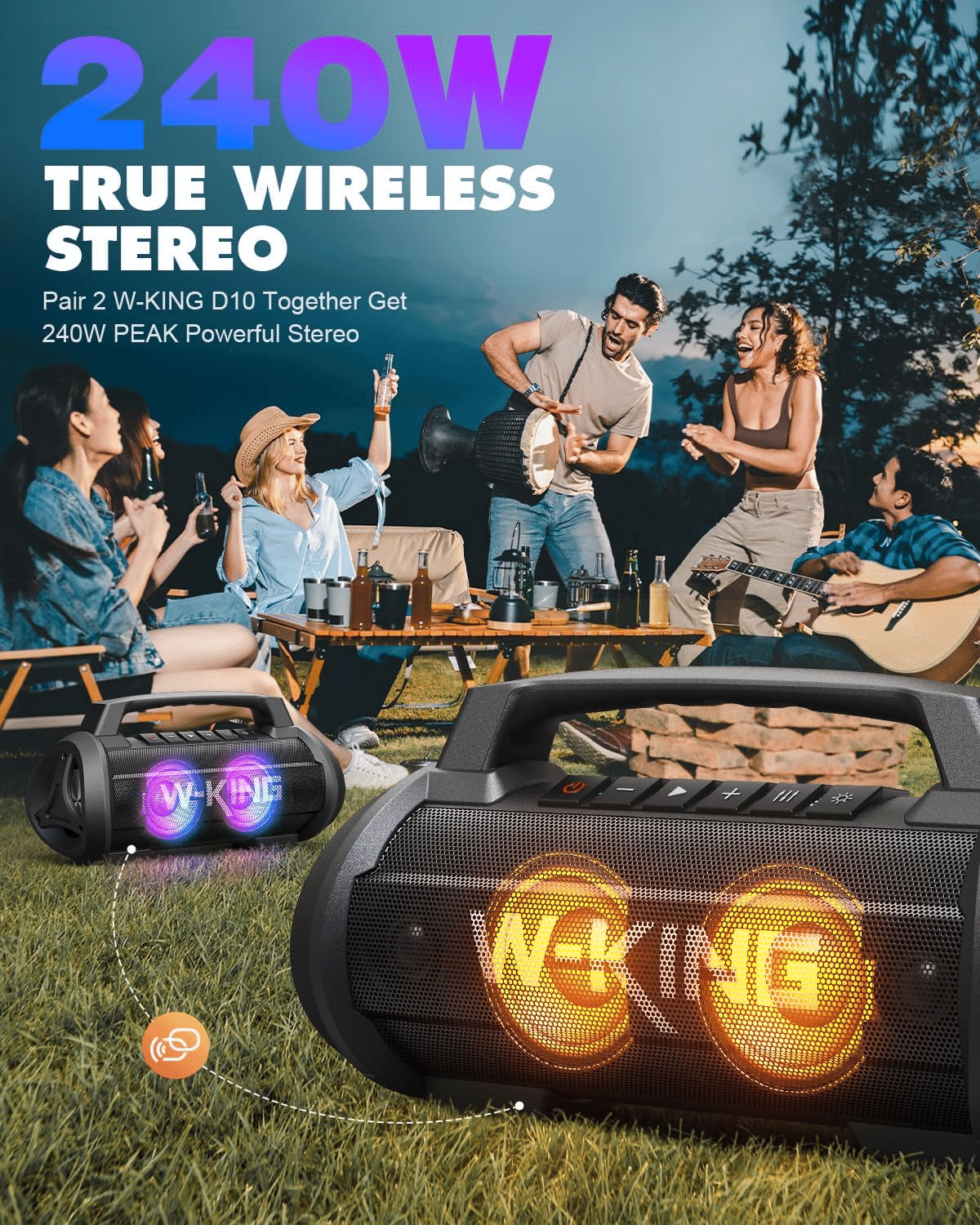W-KING 70W Bluetoothスピーカー 防水 大音量 長時間再生