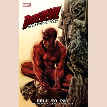 Daredevil: Hell To Pay Vol. 2 カバー画像。いくつもの彫刻を前に佇むデアデビル