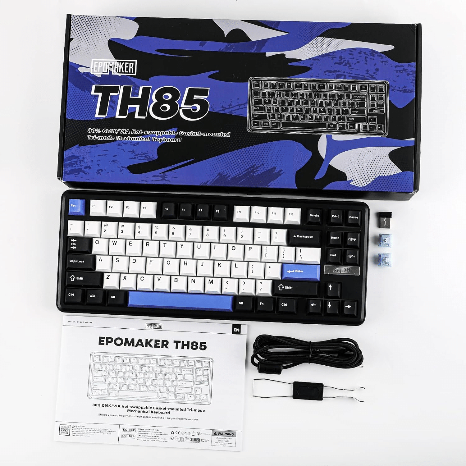 EPOMAKER TH85 Black White Blue キーボード｜GetGadgetGot