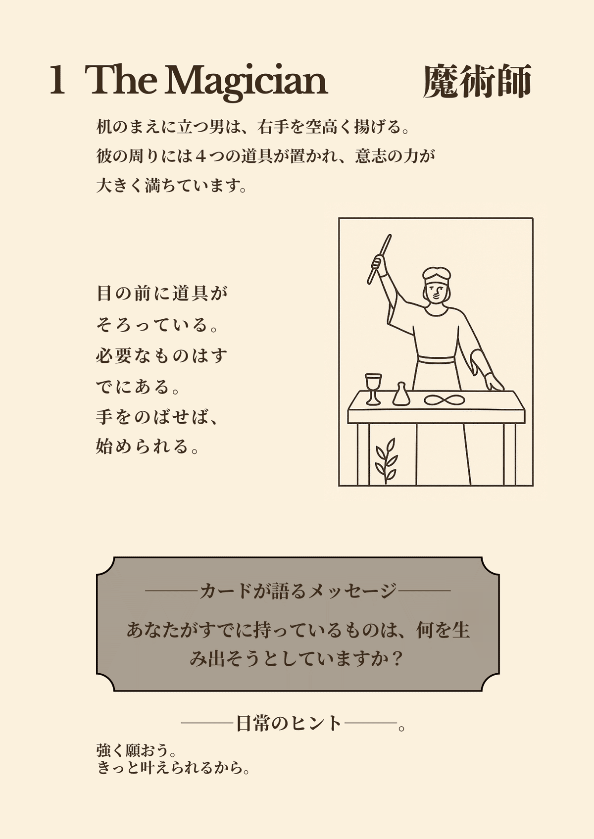 No.2】タロット｜1枚ずつ覚える78の言葉 ✨1：《魔術師》The